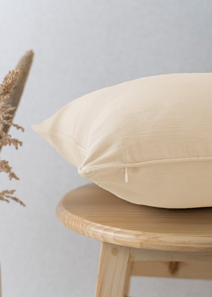 Solid Cream 100% cotton plain cushion cover for sofa