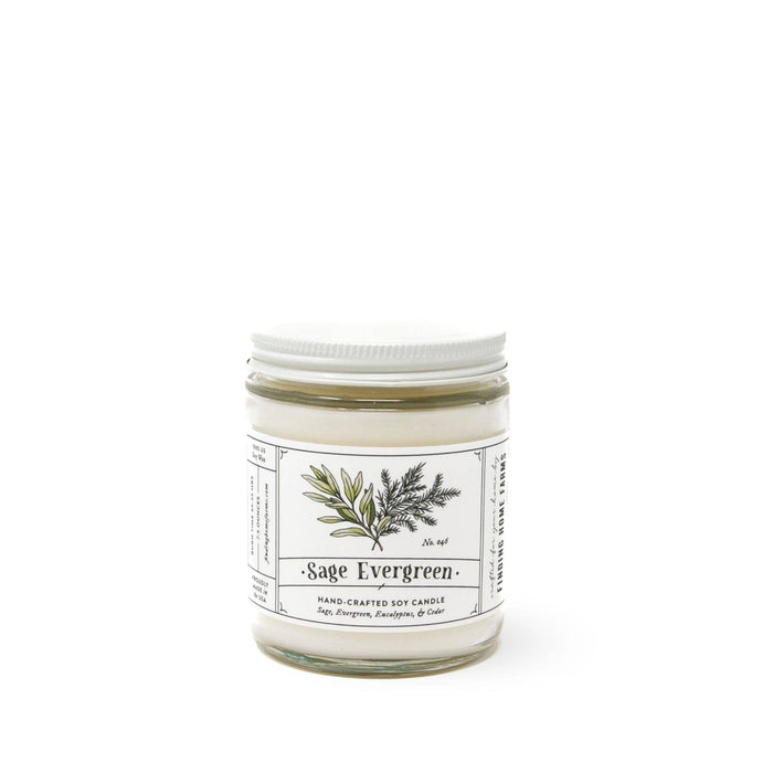 Soy Candle, Sage Evergreen, Woody & Herbal Scent, Year Round
