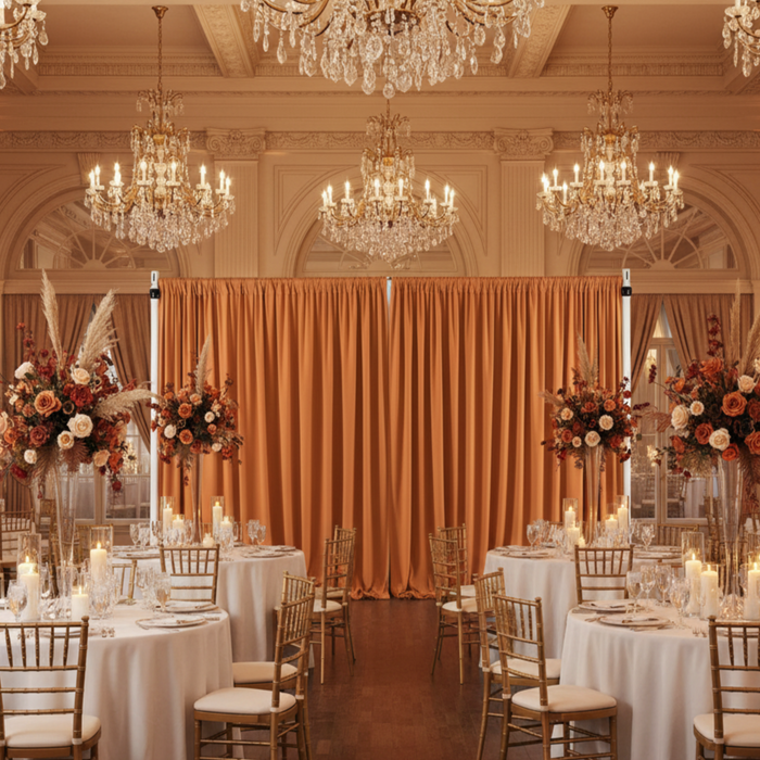 Terracotta 12FT Spandex Drape Curtain – Indoor Reception