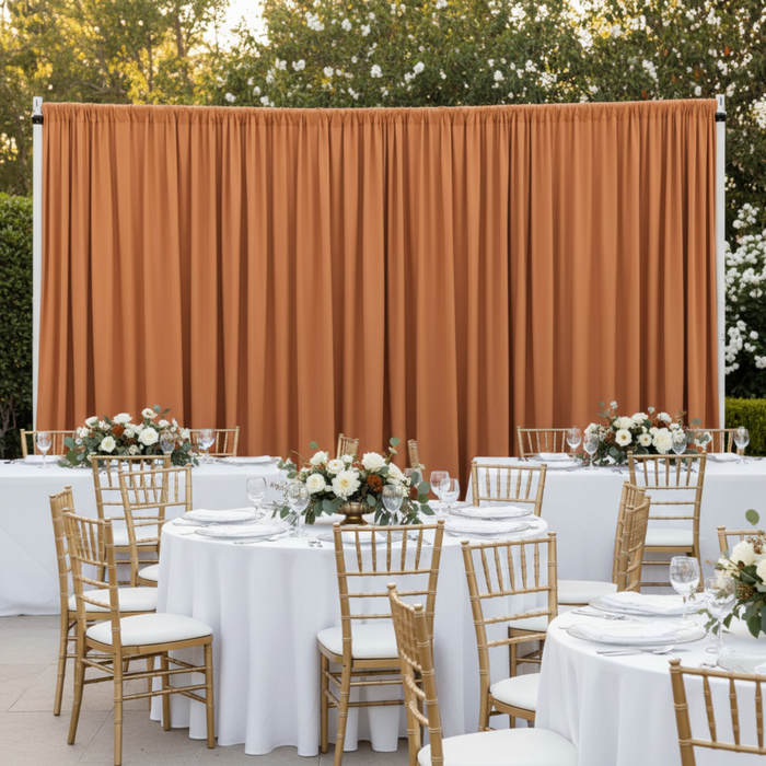 Terracotta 12FT Spandex Drape Curtain – Outdoor Wedding Reception