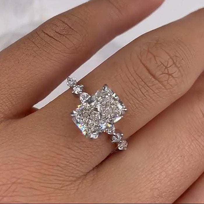 Sparkle 3.5ct Radiant Cut Engagement Ring For Women In Sterling Silver