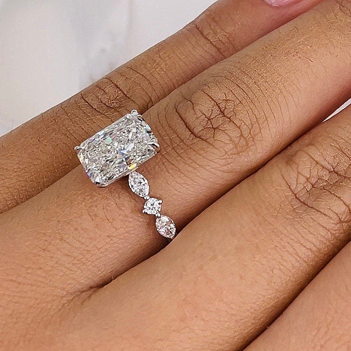 Sparkle 3.5ct Radiant Cut Engagement Ring For Women In Sterling Silver