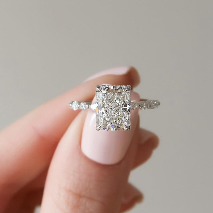 Sparkle 3.5ct Radiant Cut Engagement Ring For Women In Sterling Silver