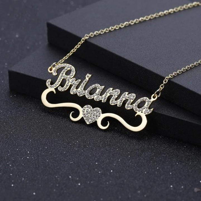 Christmas Gift Sparkling Diamond Heart Name Necklace Sparkling Necklace MelodyNecklace