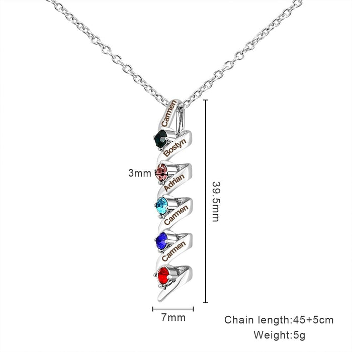 Spiral Birthstones Necklace Mom Necklace MelodyNecklace