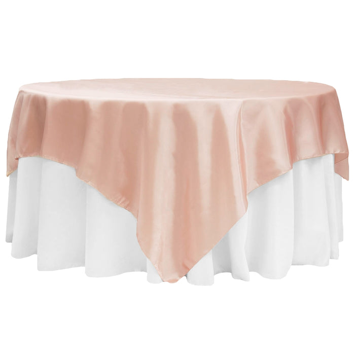 Square 90"x90" Satin Table Overlay - Blush/Rose Gold - CV Linens