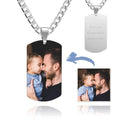 Square Photo Necklace with Engraving Necklace for man MelodyNecklace