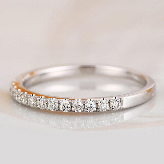 Sterling Silver Classic Half Eternity Thin Women's Wedding Band