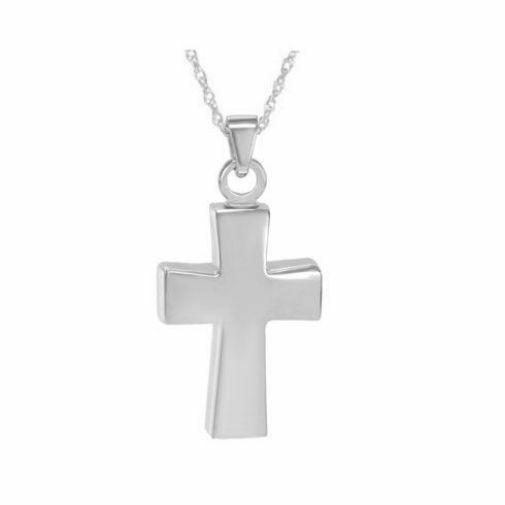 Sterling Silver Pristine Cross Pendant/Necklace Funeral Cremation Urn for Ashes