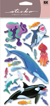 Sticko Sharks, Whales & Octopus Dimensional Stickers - SCRAPBOOKFARE