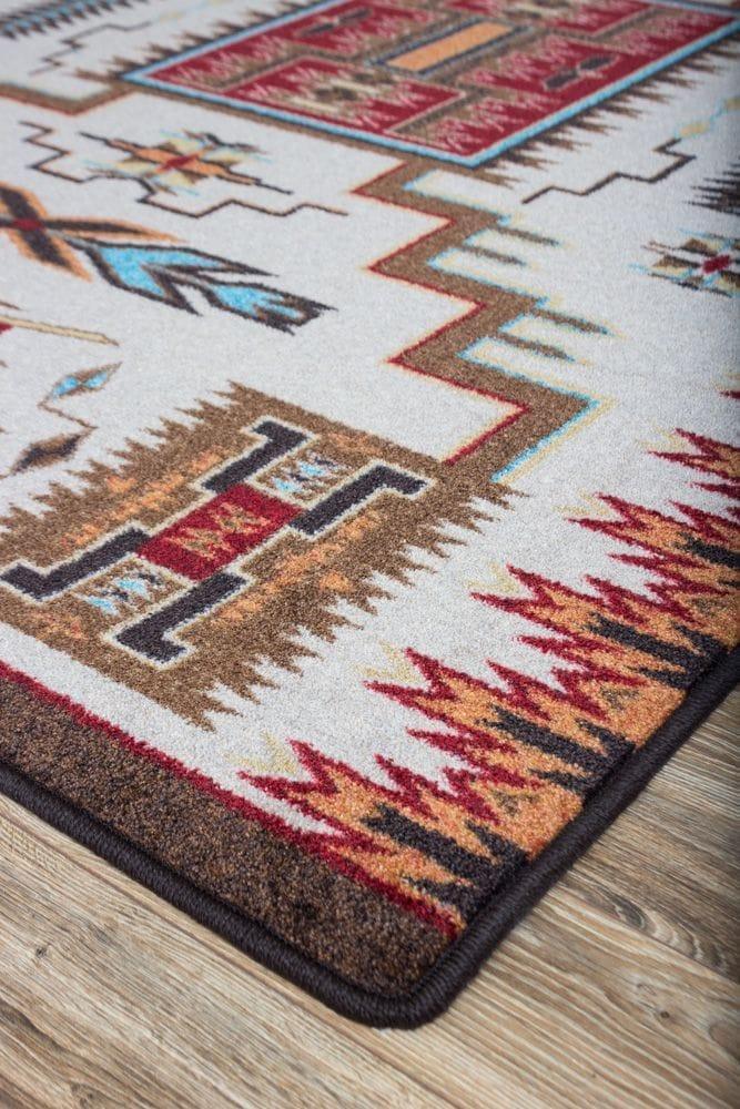 Storm Catcher Southwest Floor Runner serged corner detail - Your Western Decor