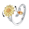 Sunflower Spinner Anxiety Ring Silver / Copper Ring MelodyNecklace