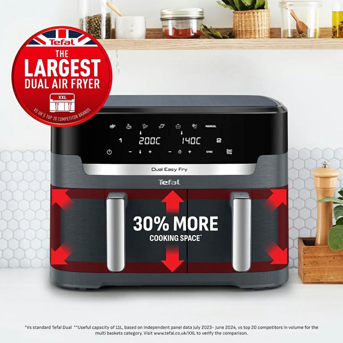 Tefal Easy Fry Dual XXL 11L Air Fryer - Coal Grey | EY942HG0 from Tefal - DID Electrical
