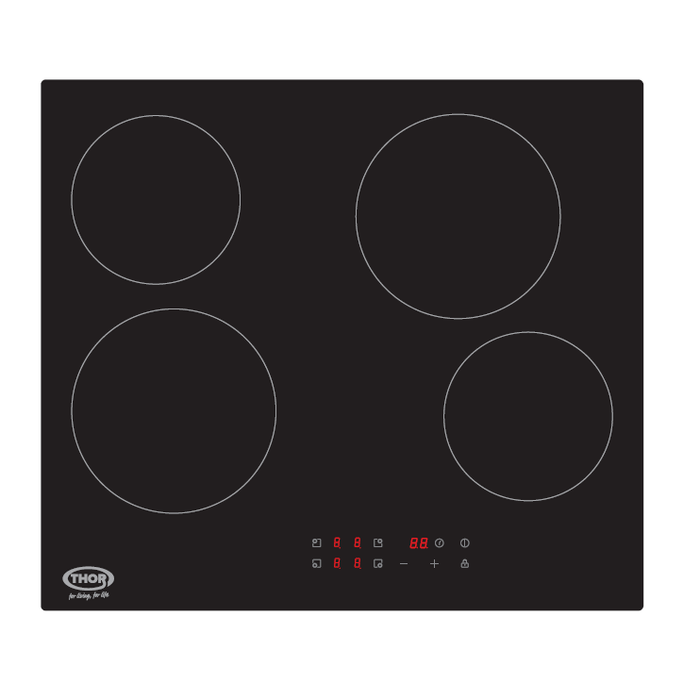 Thor 4 Zone Ceramic Hob - Black | T154MDTCSS from Thor - DID Electrical