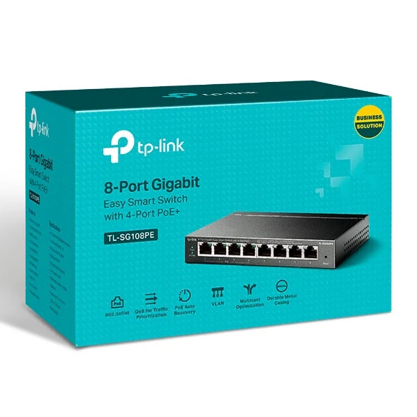 TP Link 8-Port Gigabit Easy Smart Switch with 4-Port PoE+ | TL-SG108PE