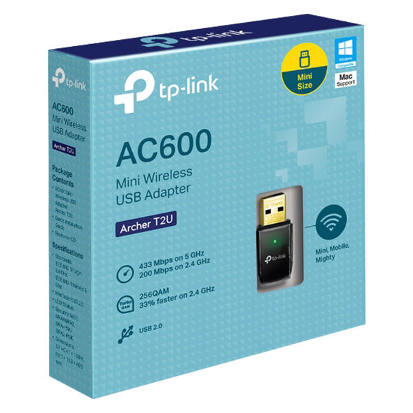 TP Link AC600 Wireless Dual Band USB Adapter - Black | ARCHER T2U from TP Link - DID Electrical