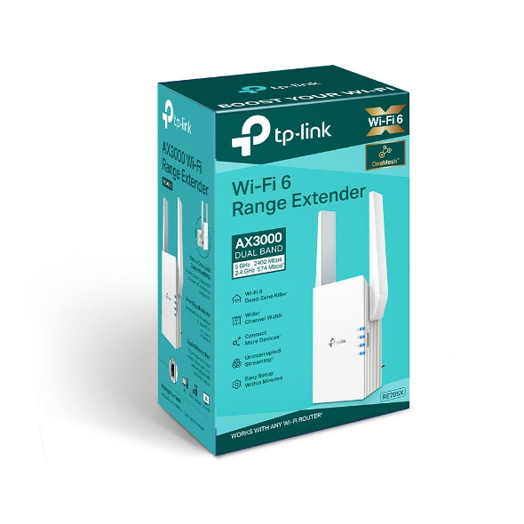 TP Link AX3000 Mesh WiFi 6 Range Extender - White | RE705X