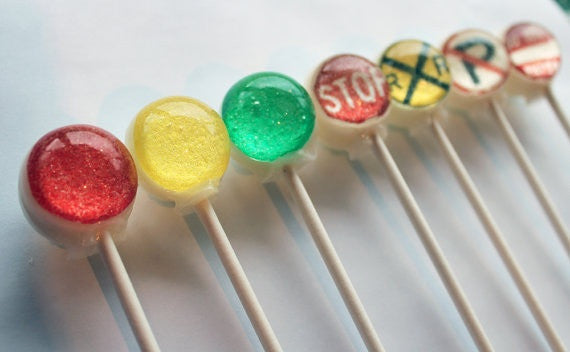 Traffic Signs and Signal Lollipops 7-piece set by I Want Candy!