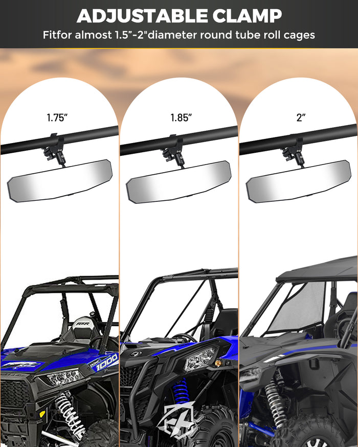 UTV Rear View Mirror with Interior Lights and an Additional GoPro Mount