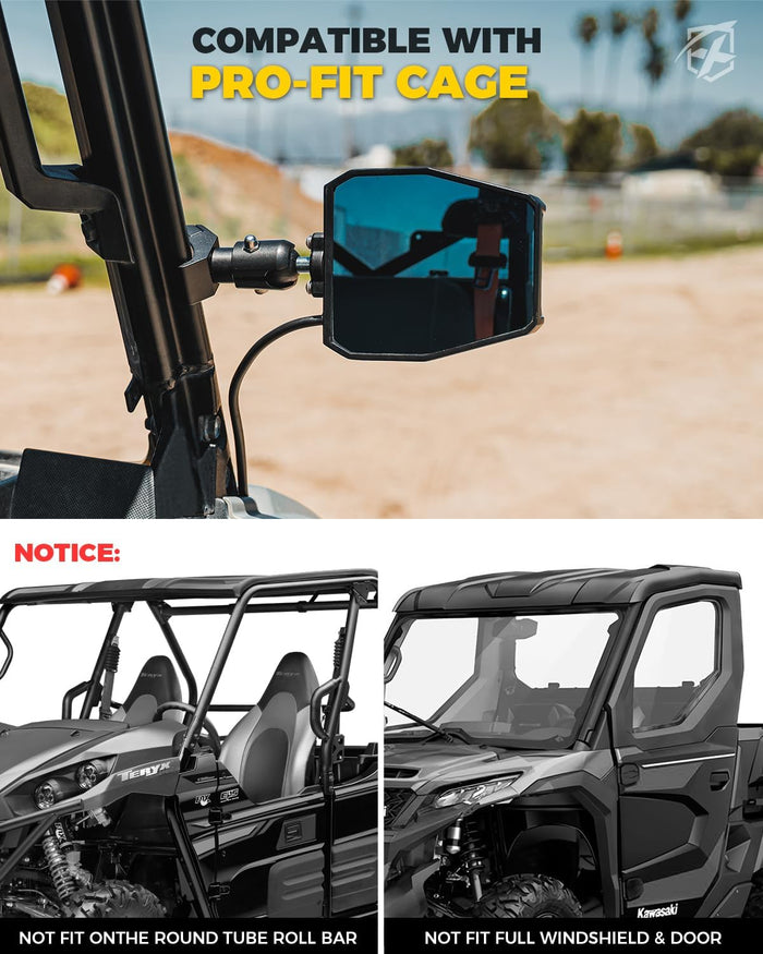UTV Rearview Mirrors for Polaris Ranger General Can-Am Defender Maverick Trail Kawasaki