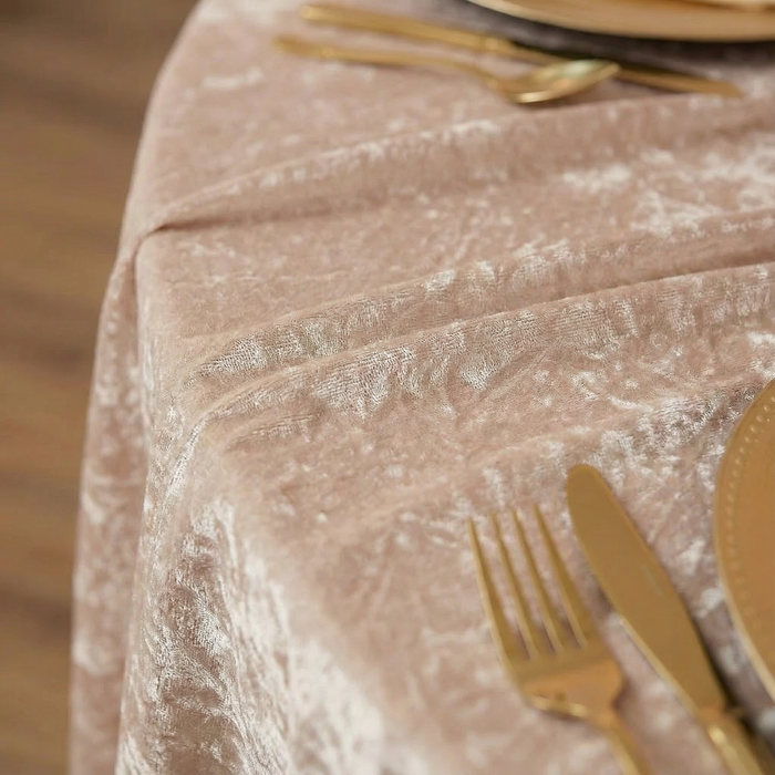 Velvet 120" Round Tablecloth - Beige - CV Linens