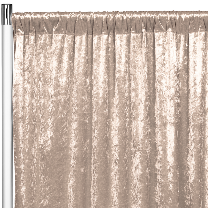 Velvet 14ft H x 52" W Drape/Backdrop Curtain Panel - Beige