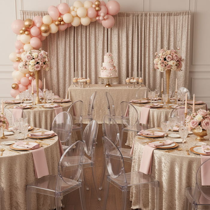 Velvet 14ft H x 52" W Drape/Backdrop Curtain Panel - Beige.