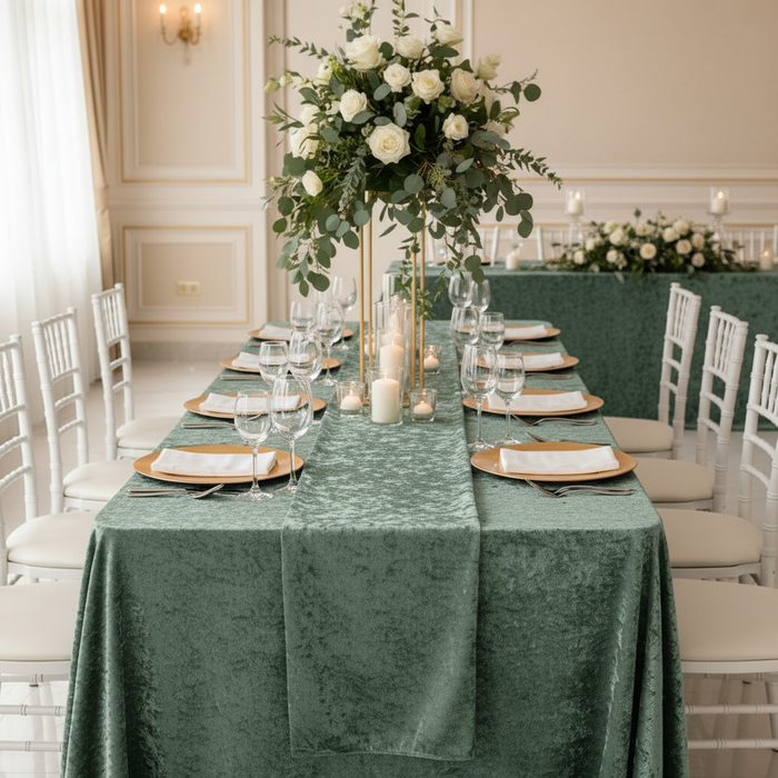 Velvet 90"x156" Rectangular Tablecloth - Eucalyptus.