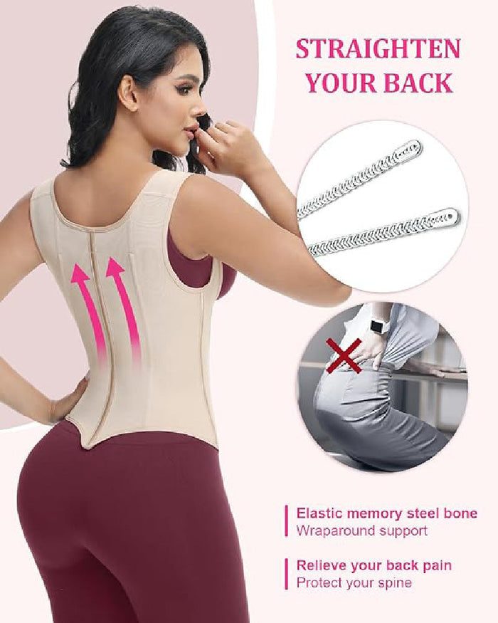Waist Trainer for Women Body Shaper Corset Vest Tank Top with Steel Bones