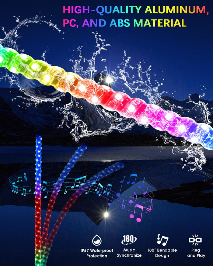 Whip Lights with App & Remote Control for UTV, ATV, SXS, Polaris RZR