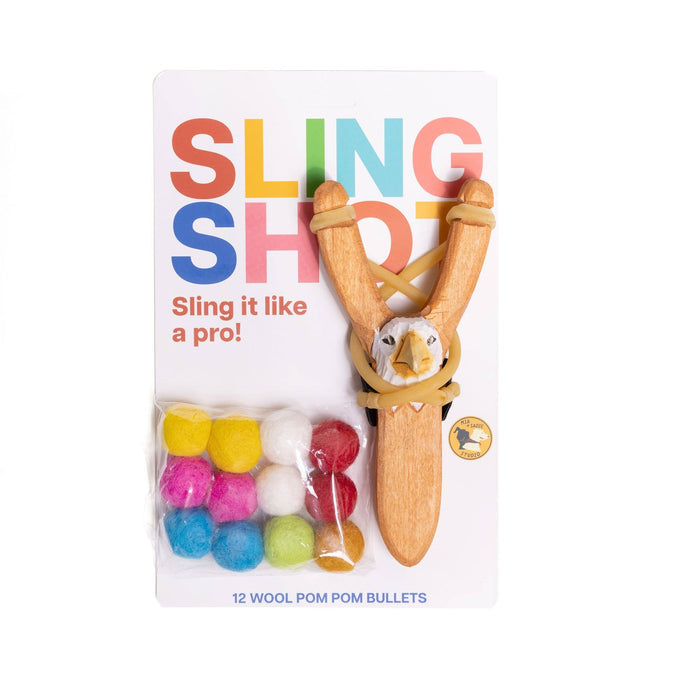 Wooden Slingshots - Bear, Wolf & Eagle with Felted Pellets