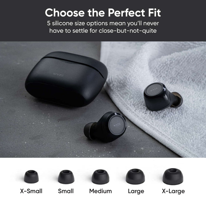 Wyze Buds come in various sizes, including X-small, small, medium, large, and xt-large.