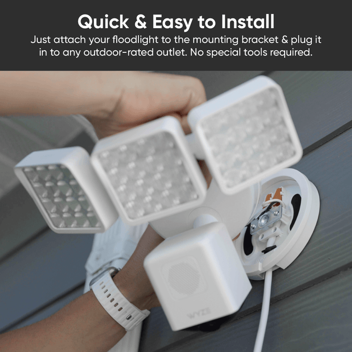 The Wyze Cam Floodlight Pro + Plug-In Mount is a simple and easy-to-install solution for floodlights.
