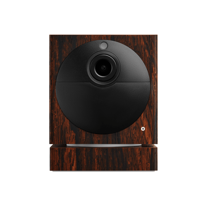 A black and brown wooden camera case.