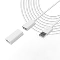 A white USB cable.
