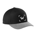 A black and gray cap with a white W on it.