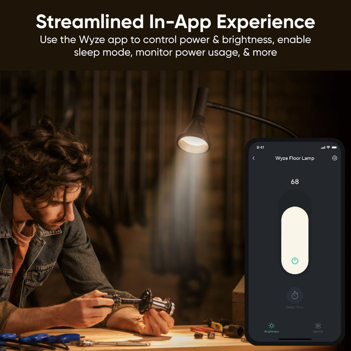 Use the Wyze app to control power and brightness, enable sleep mode, monitor power usage, and more.