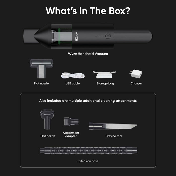 Wyze Handheld Vacuum - A compact and powerful cordless vacuum with a full accessory kit for spot cleaning.