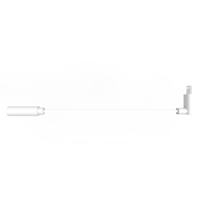 A white L-shaped micro USB adapter.