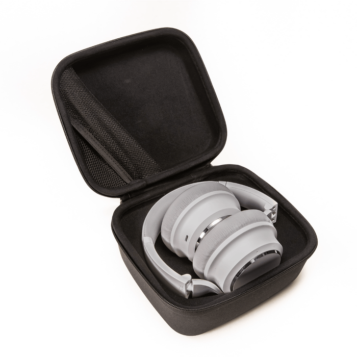Wyze Noise-Cancelling Headphones in a black case.