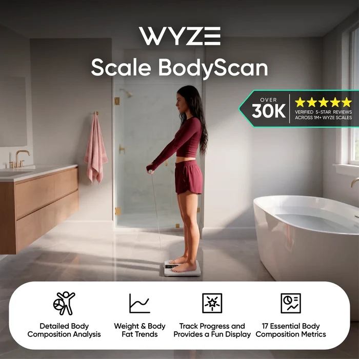 Wyze Scale BodyScan is a dual-frequency 8-electrode BIA scale that helps track progress and weight changes.