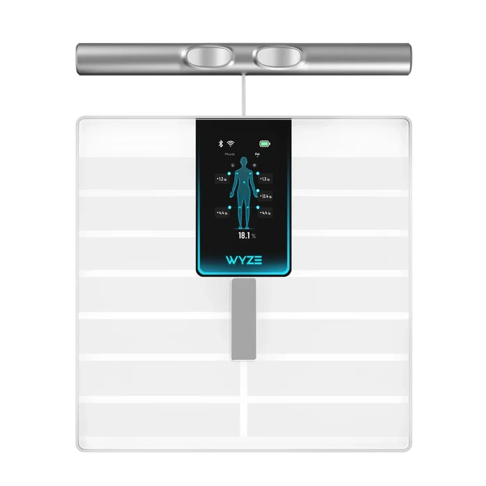 Wyze Scale Ultra BodyScan is a smart 8-electrode body fat scale that measures 13 body composition metrics with BMI 4.3".