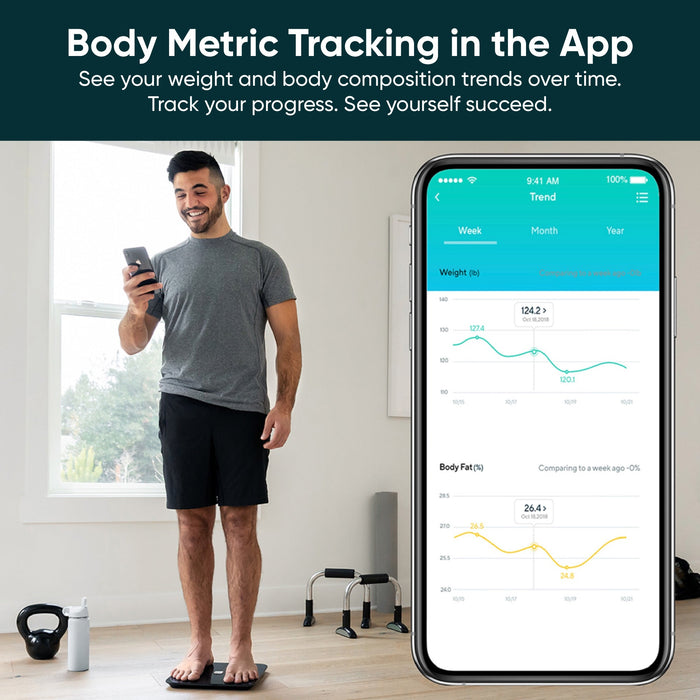 Wyze Scale - A Bluetooth smart body composition analyzer that tracks 12 essential body metrics.