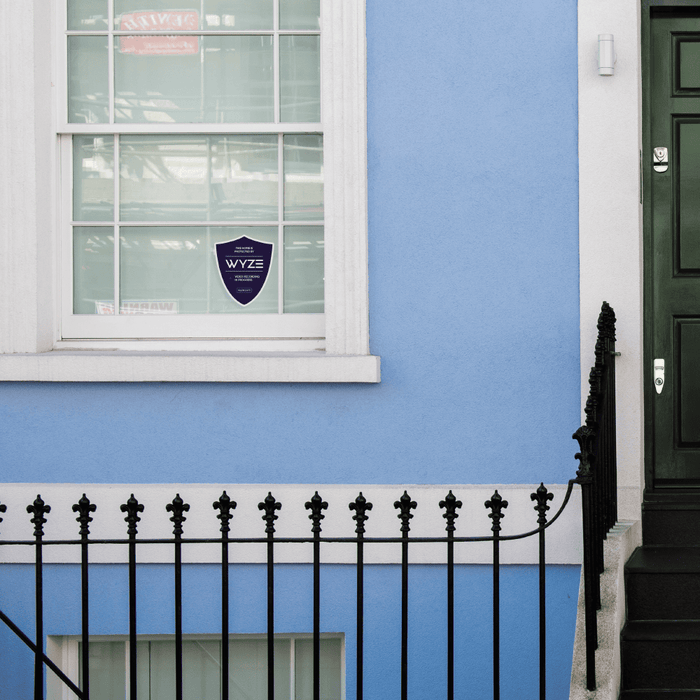A reflective sticker for Wyze Security.
