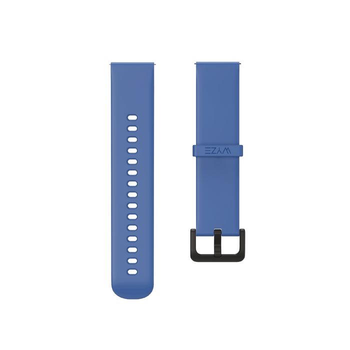 A blue watch strap for the Wyze Watch.