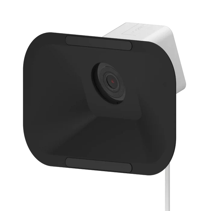 A black wedge mount for a Wyze window camera.