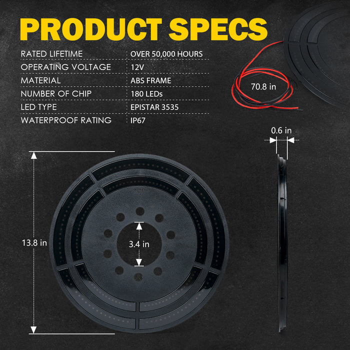Xprite 14" Dual Spare Tire LED Brake Light | Cyclone Series