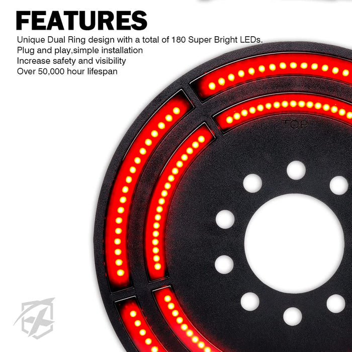 Xprite 14"  LED Spare Tire Third Brake Light Compatible with Jeep Wrangler JK JL |  | Typhoon Series