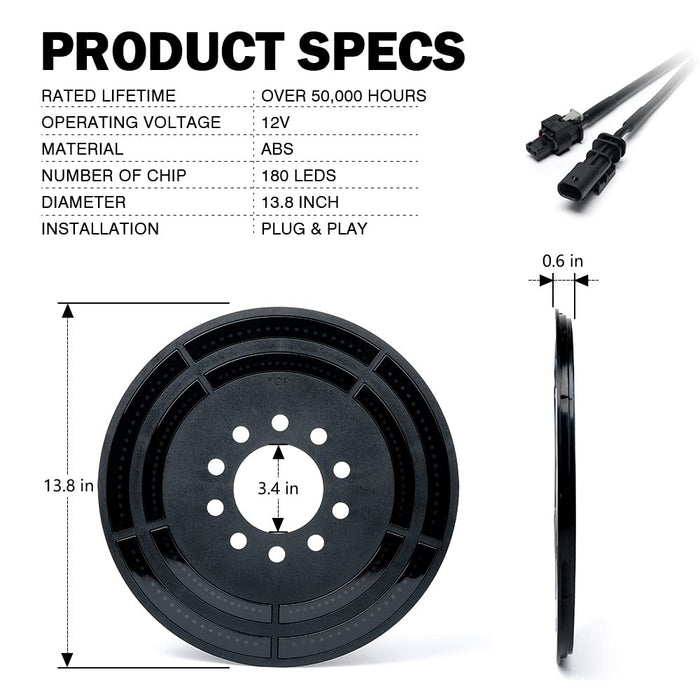Xprite 14"  LED Spare Tire Third Brake Light Compatible with Jeep Wrangler JK JL |  | Typhoon Series