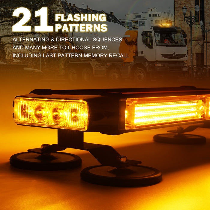 Xprite 14.5" Mini LED Strobe Light Bar Magnetic Mount For Trucks, Utility & Work Vehicles | Pursuit Series